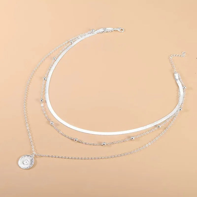 Dreireihige Halskette aus 925er Sterling Silber