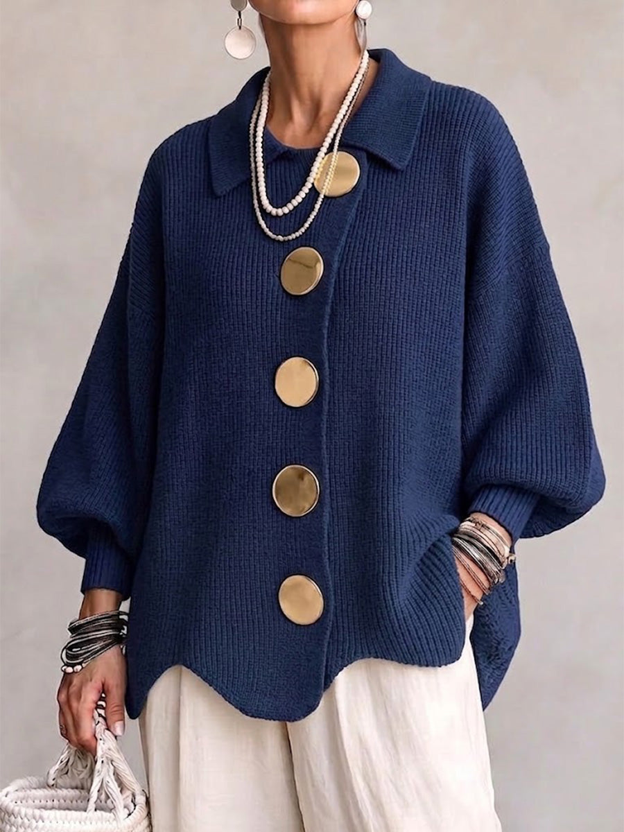 Victoire | Cardigan oversize avec boutons dorés imposants
