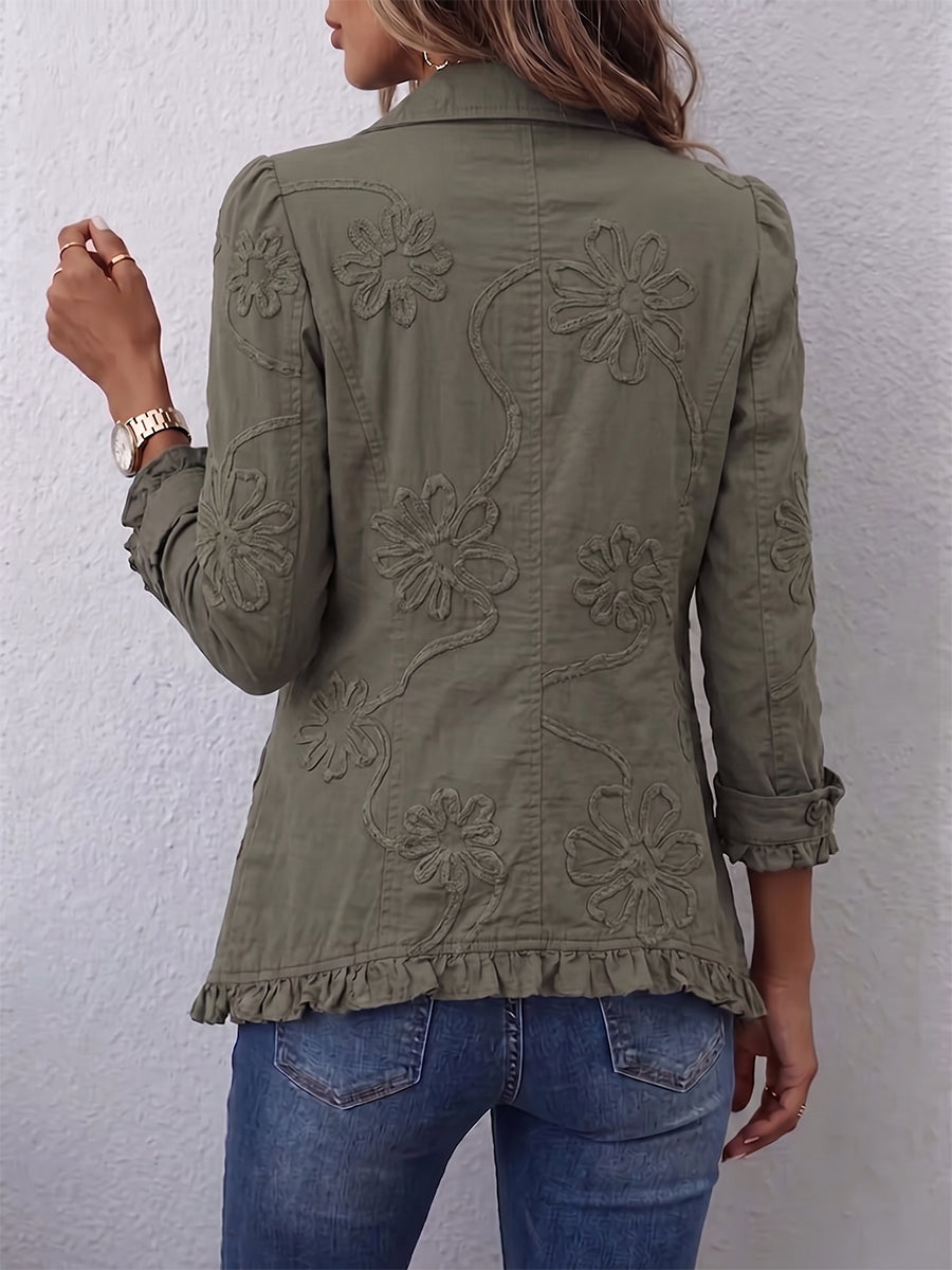 Faustine | Utility-Jacke mit Boho-Blumenstickerei