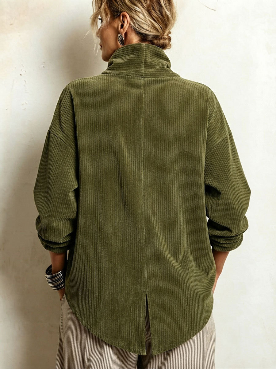 Talea™ | Warmer Cordpullover mit asymmetrischem Kragen