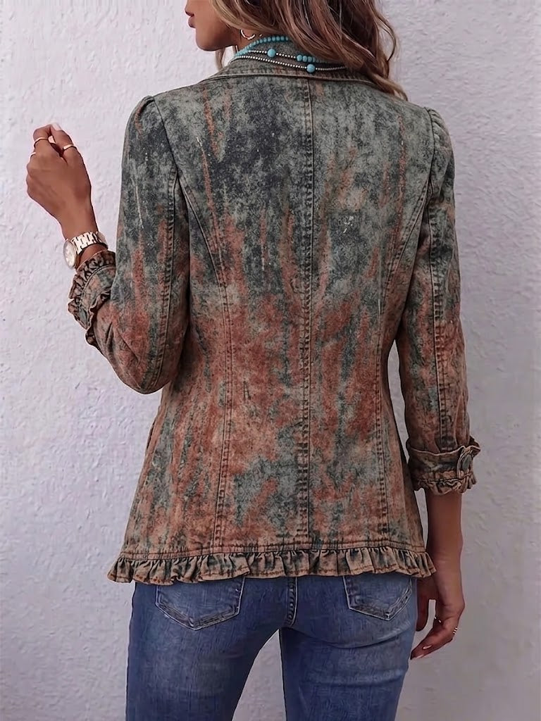 Benita | Rüschenshirt mit texturiertem Farbverlauf