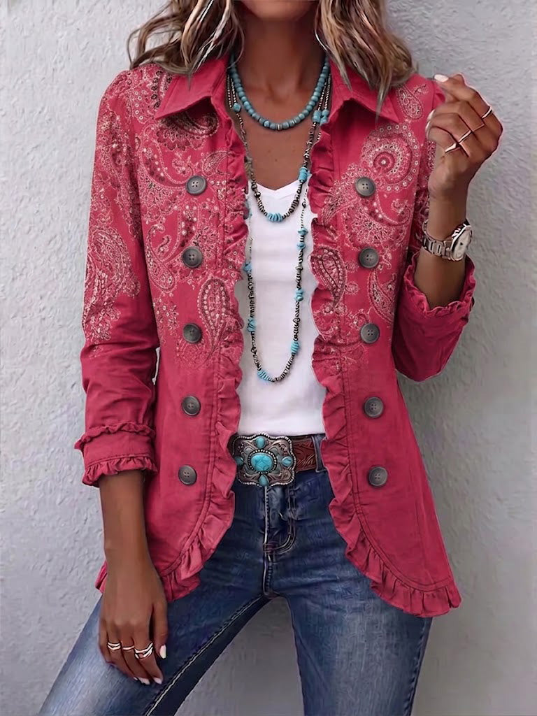 Anbetung | Rose Cashmerejacke mit Rüschen-Details