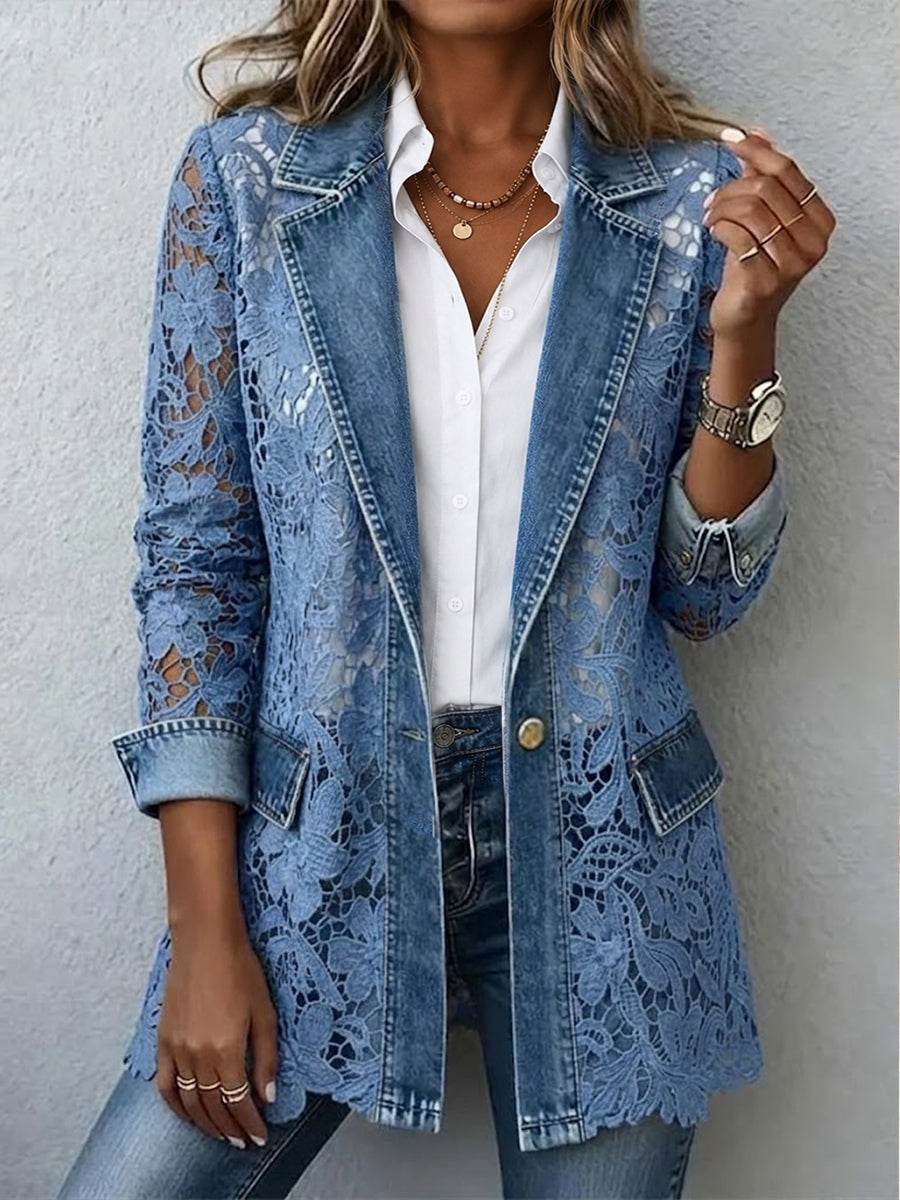 Alicia | Jacke mit Blumen-Spitzenverzierung