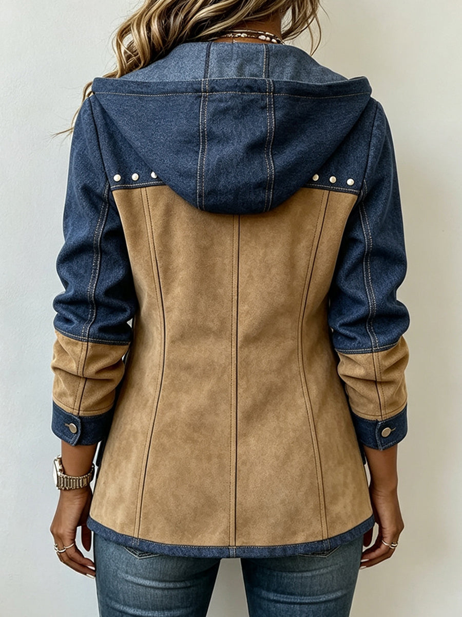 Adriana | Kapuzenjacke in Marineblau und Camel