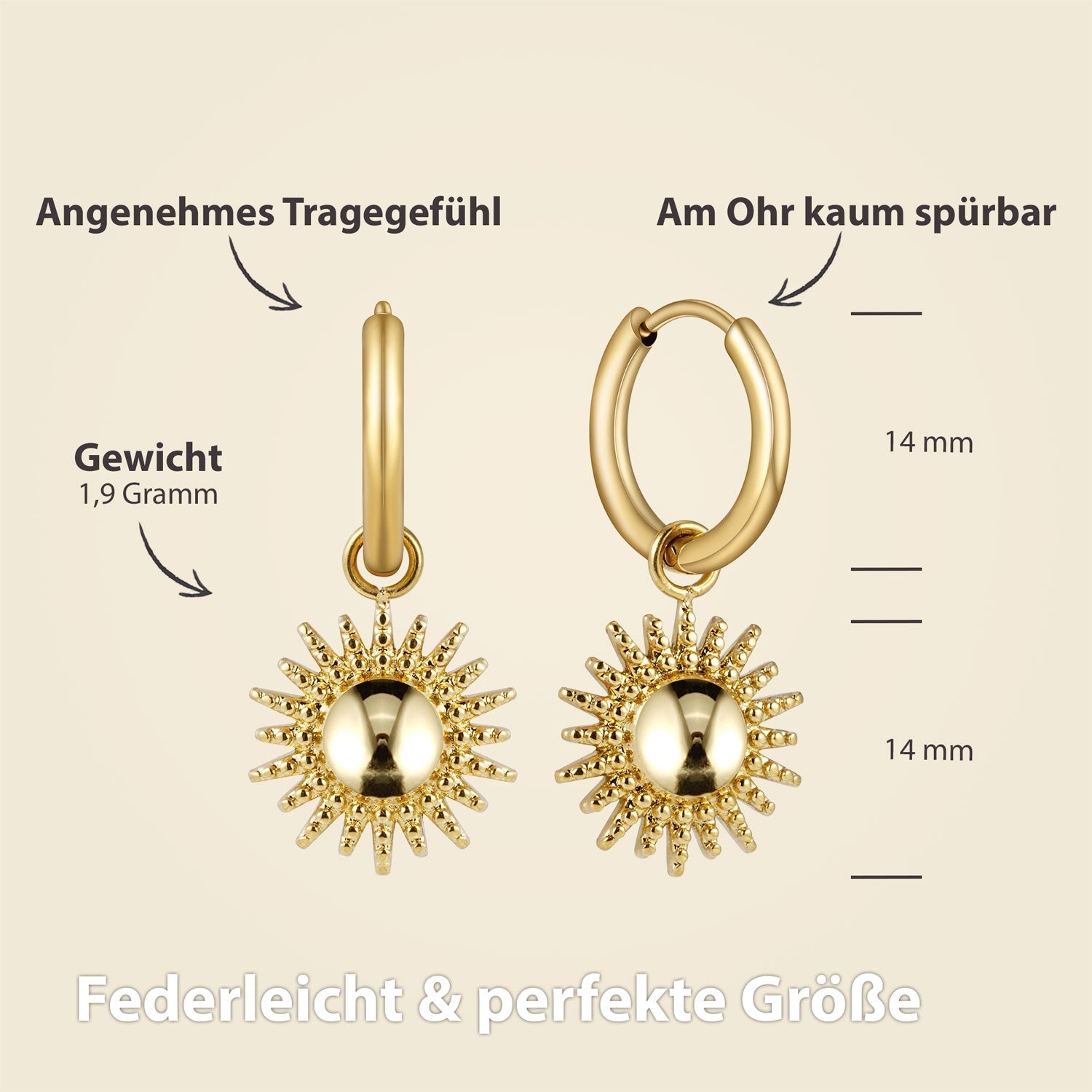 Bundle : collier BonnySun + boucles d'oreilles soleil en or