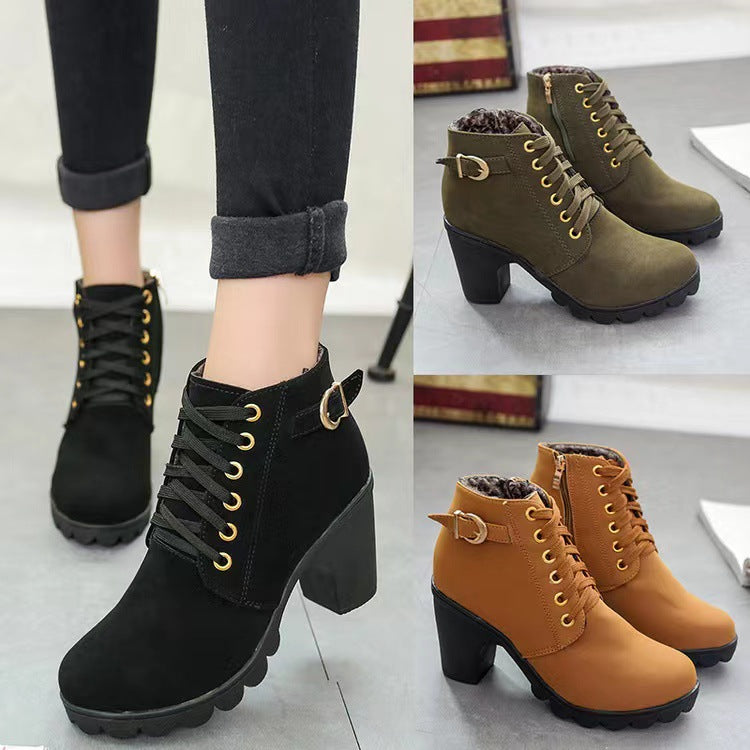 Marlena - Gefütterte Stiefeletten mit Blockabsatz