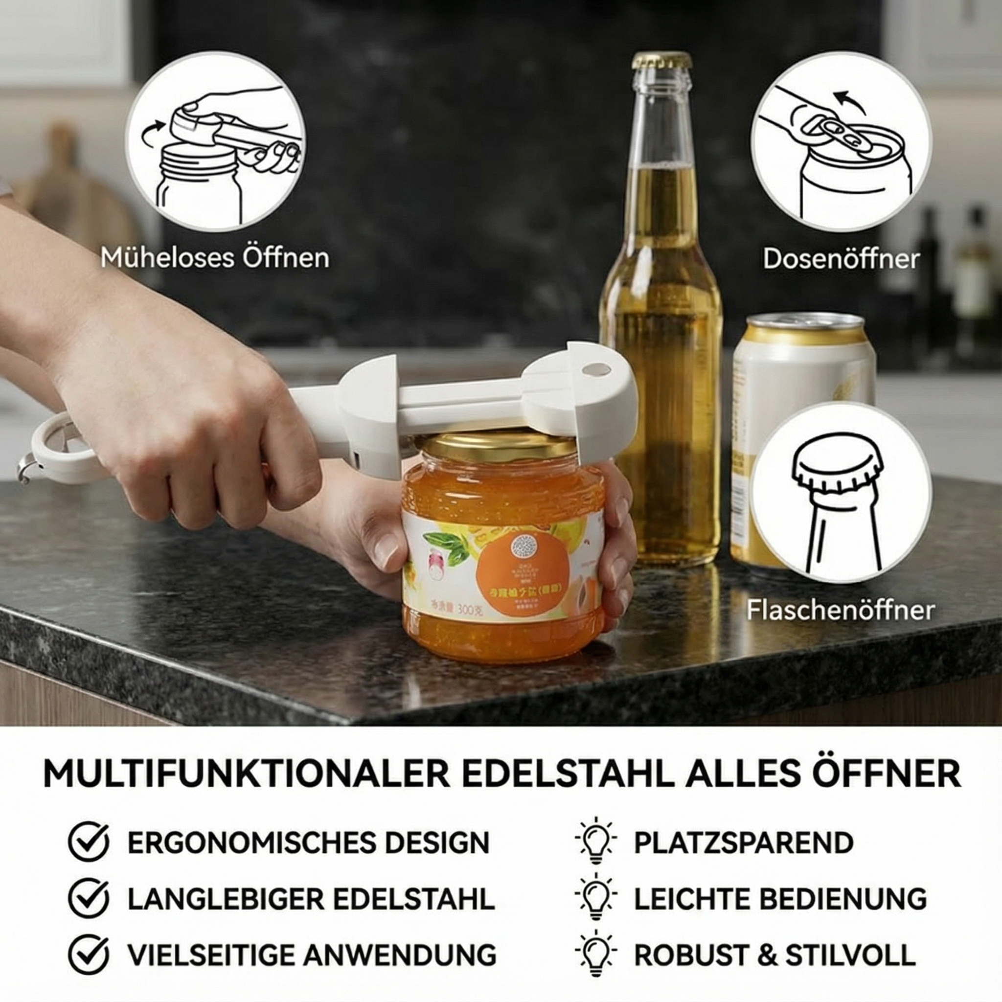 Ouvre-bocal et bouteille KraftSpar™